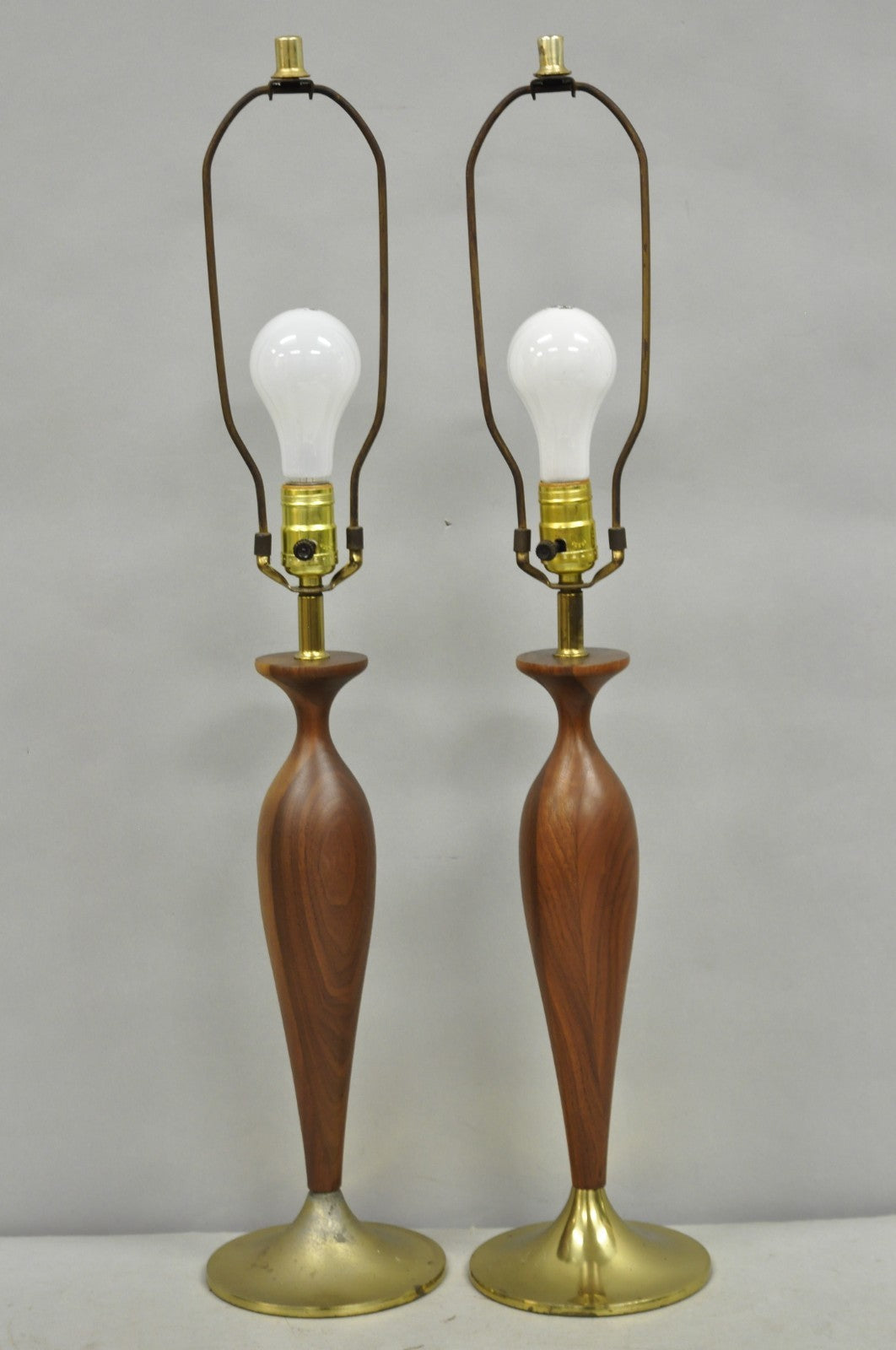 Vintage Mid Century Modern Tony Paul for Westwood Walnut Table Lamps - a Pair