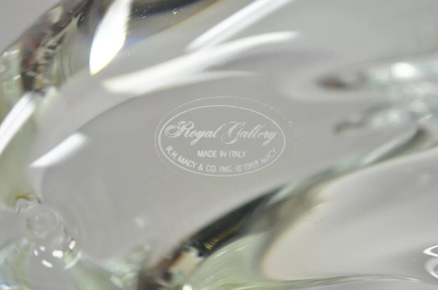 Royal Gallery Italian Crystal Glass 12" Dolphin Fish Sculpture Murano Style