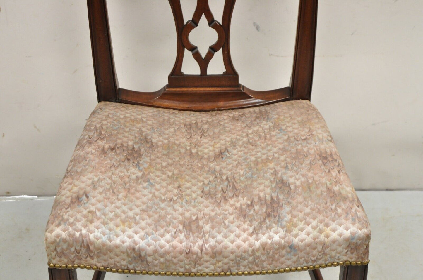 Antique Chippendale Georgian Style Carved Mahogany Dining Side Chairs - Set of 6