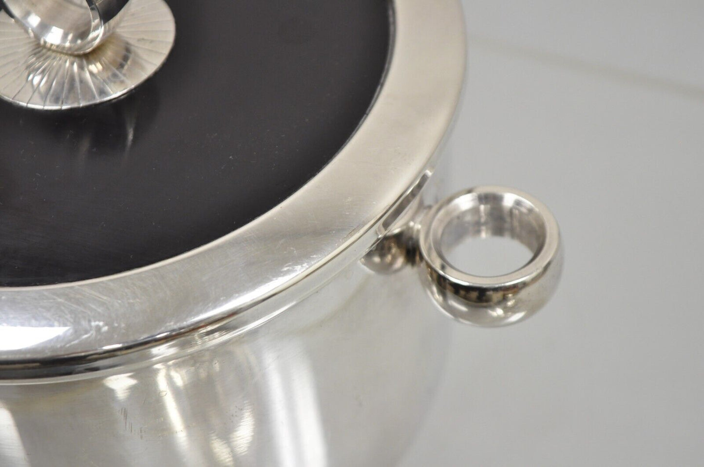 English Silver MFG Co. Mid Century Art Deco Silver Plated Lidded Ice Bucket