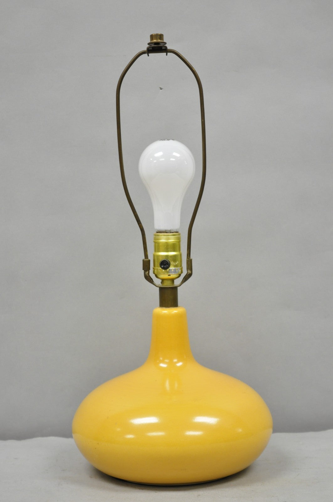 Mid Century Modern Lotte and Gunnar Bostlund Mustard Yellow Ceramic Table Lamp