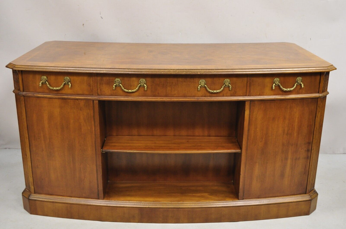 Drexel Heritage Georgian Chippendale Style Inlaid Mahogany Executive Office Desk