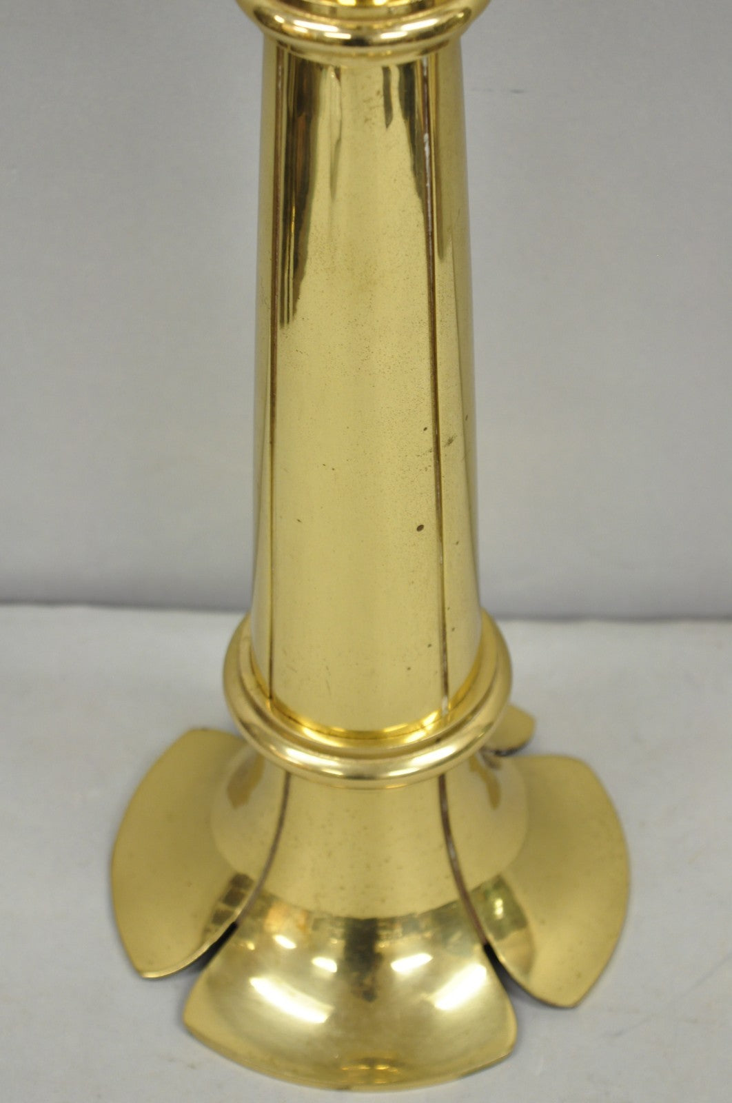 Vintage Remington Hollywood Regency Brass Lotus Flower Candlestick Table Lamp