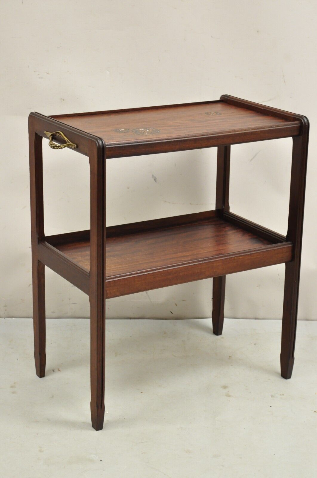 Antique Louis Majorelle French Art Nouveau Inlaid Mahogany 2 Tier Side Table