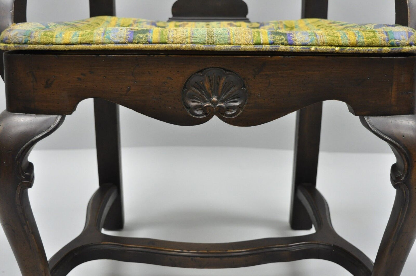 Vintage Italian Baroque Swedish Rococo Style High Back Dining Arm Chairs - Pair