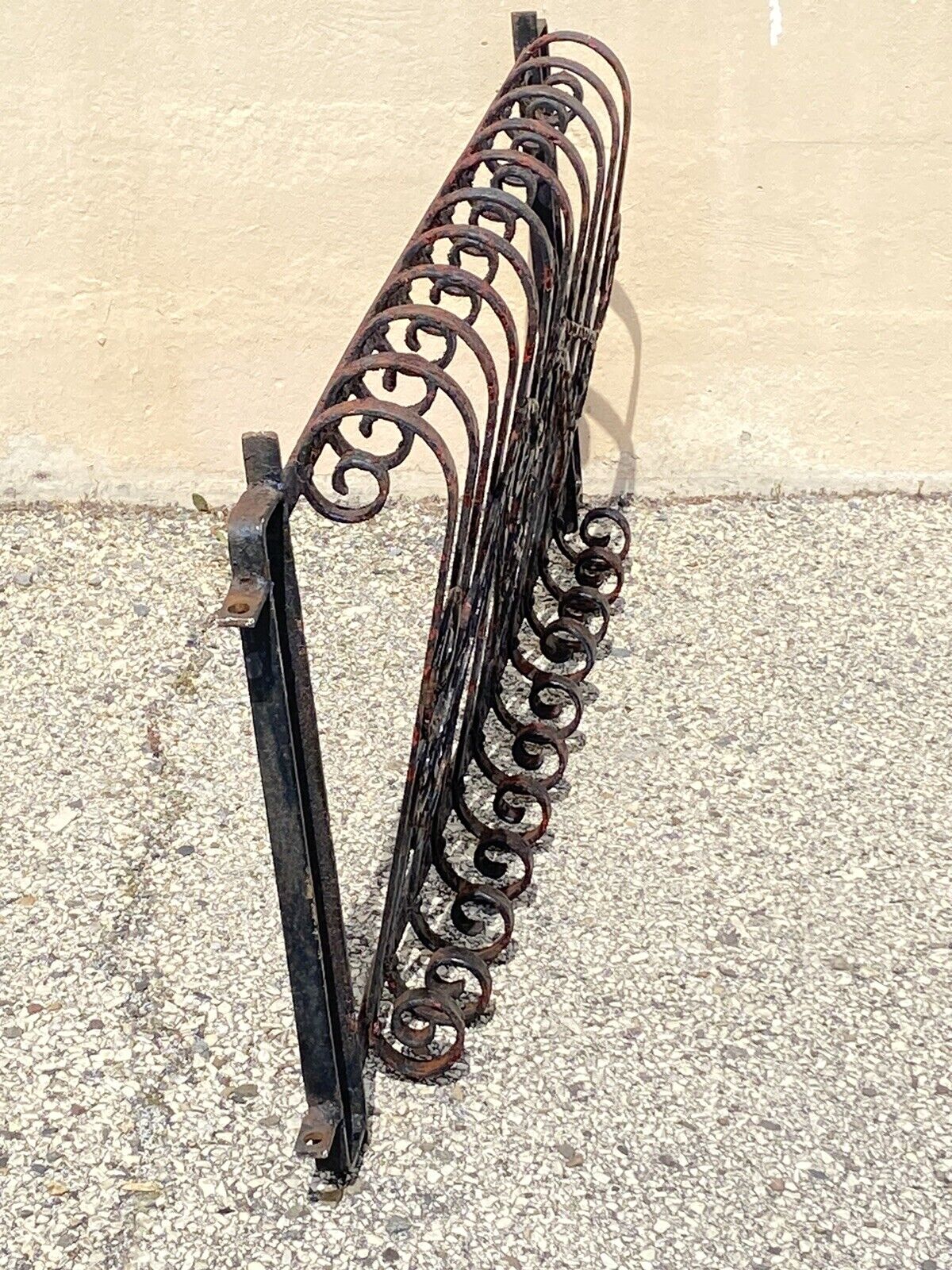 Antique Art Nouveau Black Wrought Iron Heart and Scroll 23x52 Garden Fence Gate
