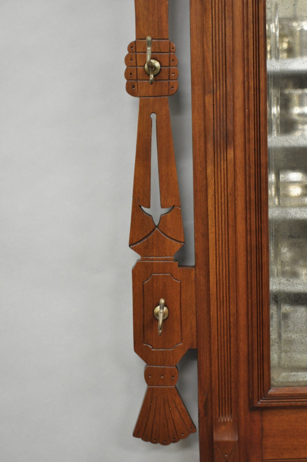 Antique Eastlake Victorian Walnut Marble Top Umbrella Stand Hall Tree Mirror