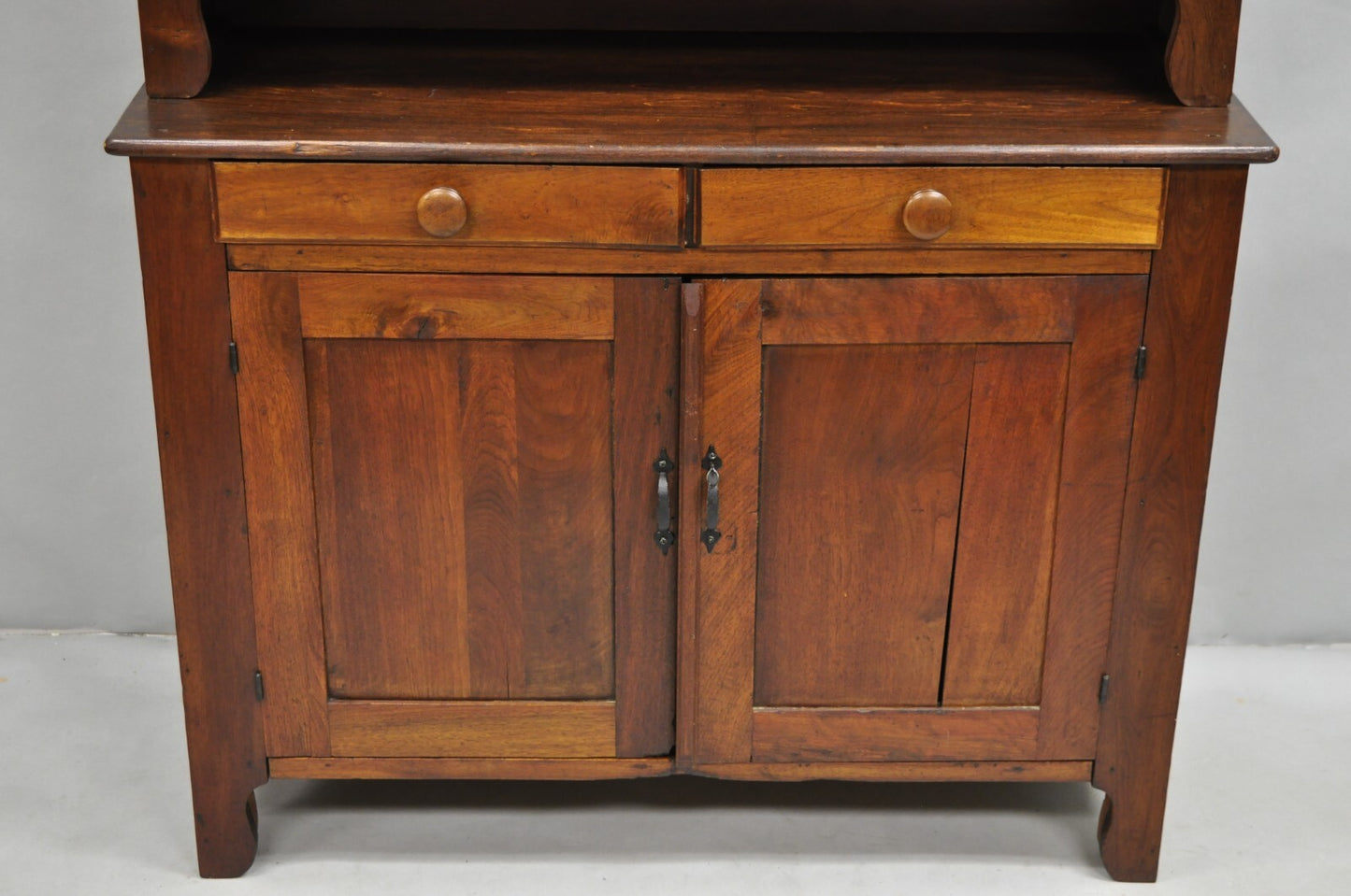 Antique Primitive Country Farmhouse Pine & Cherry Hutch Cupboard China Cabinet