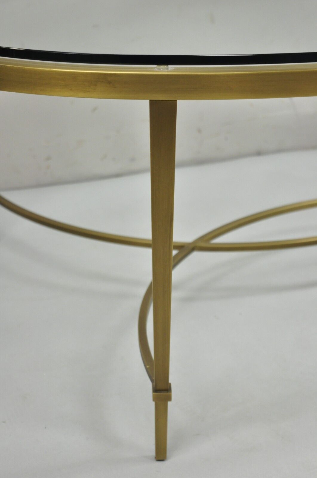 Thomas Pheasant for Baker Modern Oval Glass Top Brass Cocktail Coffee Table