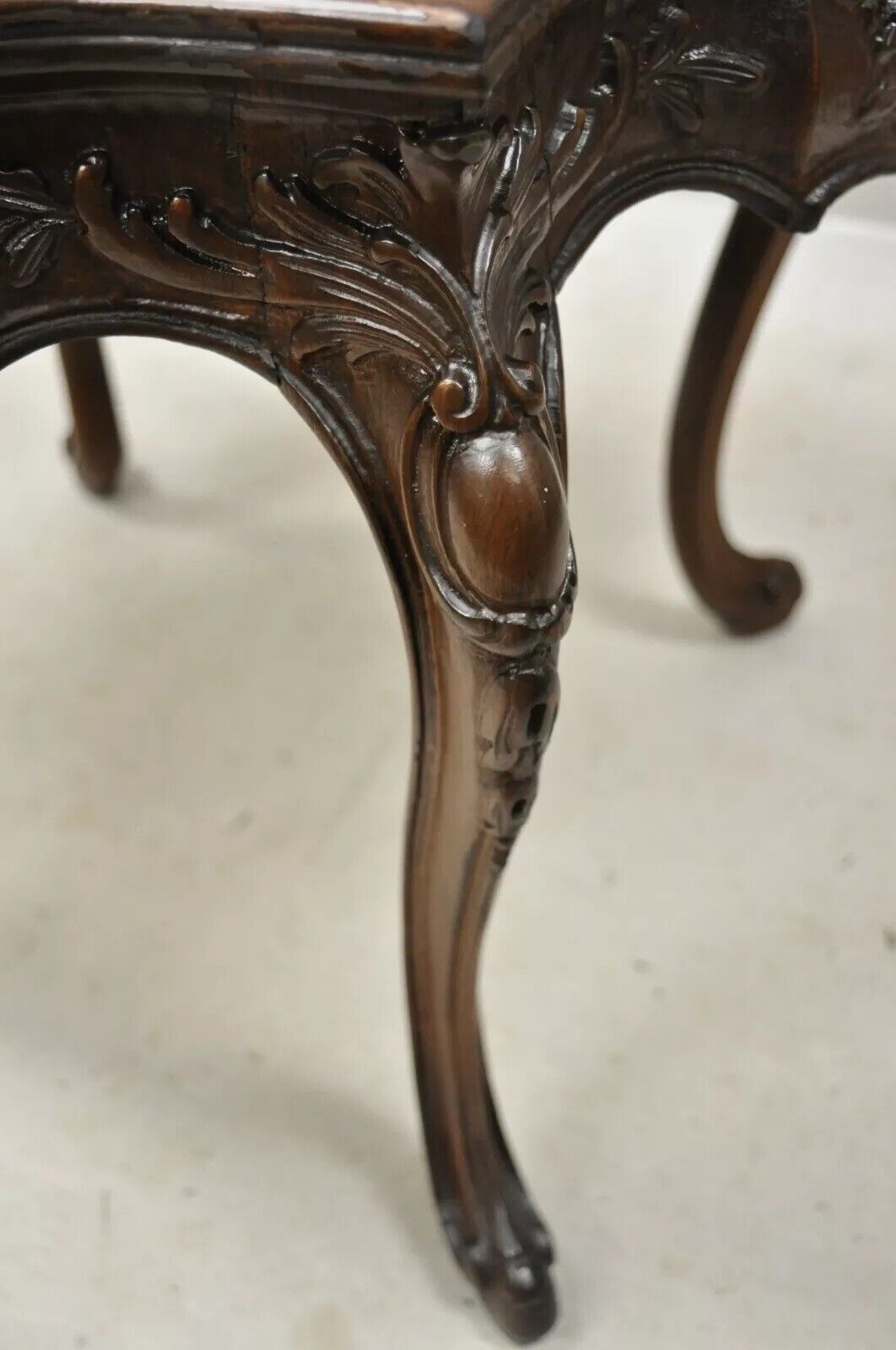Antique French Louis XV Walnut Coffee Table w/ Angelica Kauffman Porcelain Dish