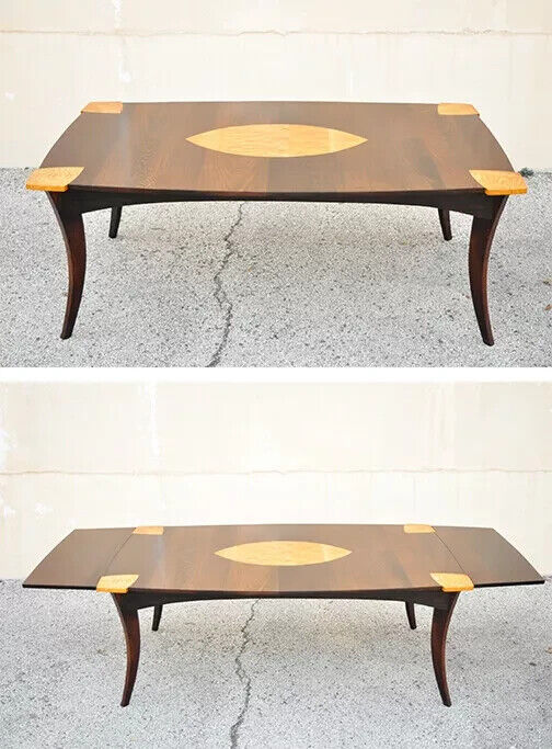 Jeffrey Greene Mid Century Arts & Crafts Birdseye Maple Inlay Dining Set - 7 pcs
