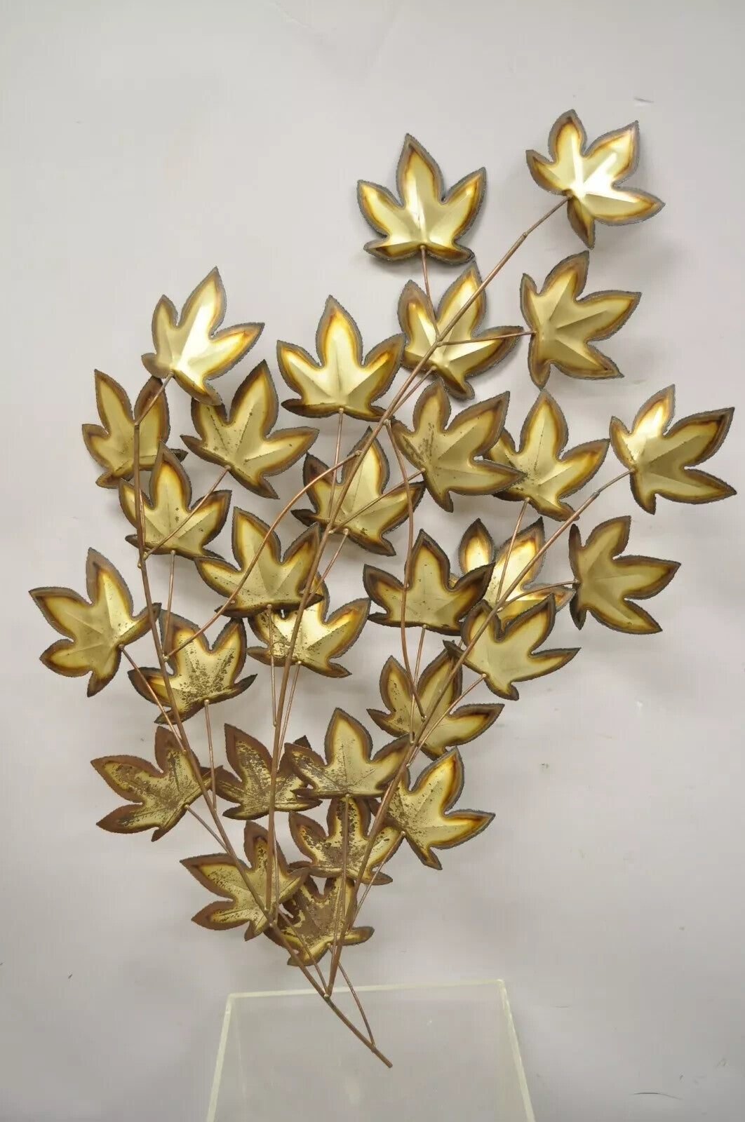 Vintage Curtis Jere Large 48" Maple Leaf Metal Brutalist Wall Art Sculpture