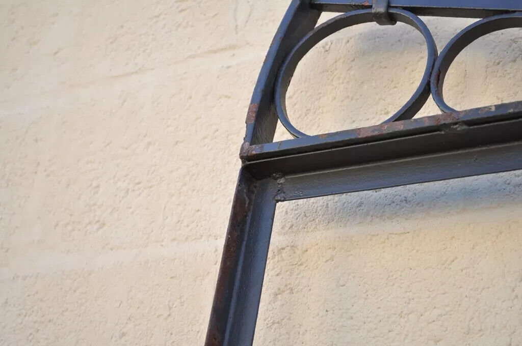 Vintage Wrought Iron Arch Top 8' Full Length Floor Mirror Frame Garden Element