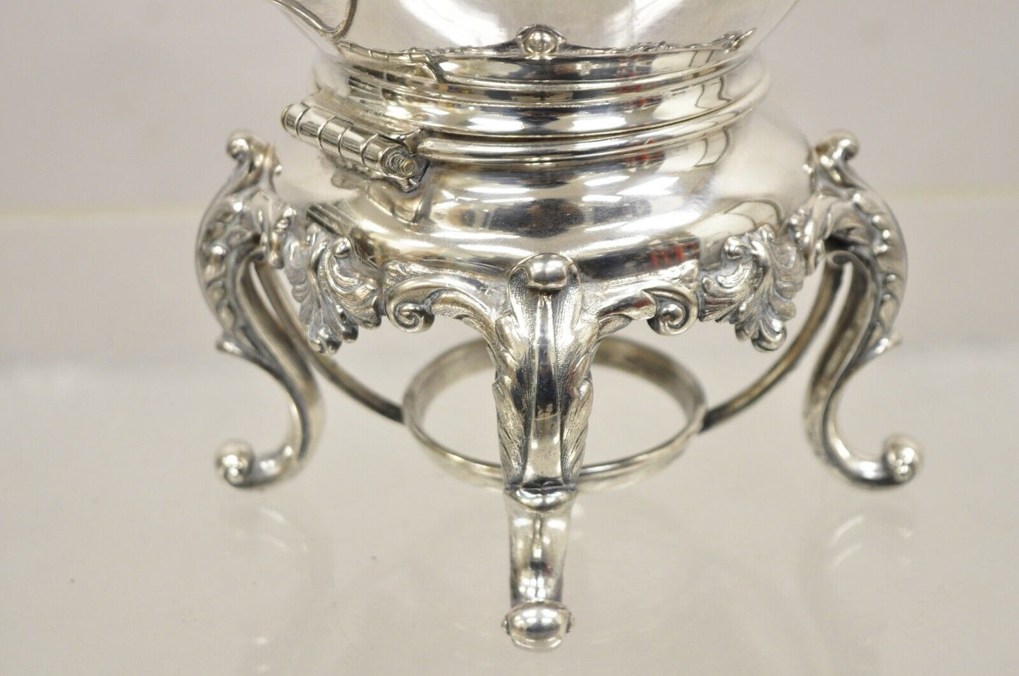 Antique Reed & Barton 1866 Silver Plated Victorian Tilting Tea Pot on Stand