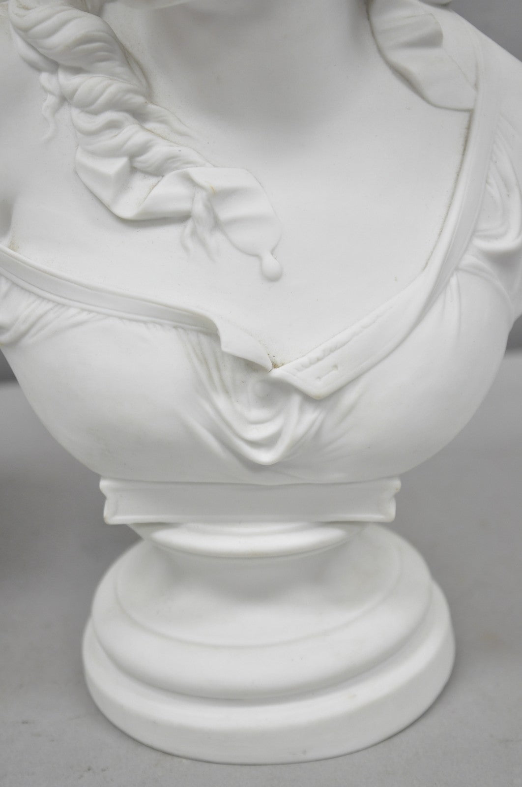Antique French Classical Parian Porcelain 13" Goddess Female Maiden Bust - Pair
