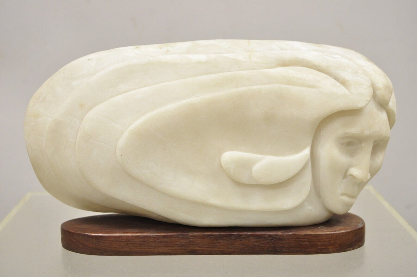 Vintage Bud Miller 1989 Native American Carved Alabaster Double Sided Sculpture