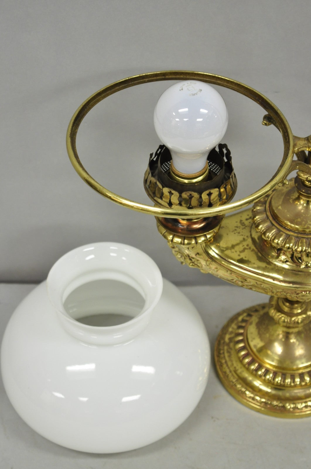 Antique Wild & Wessel Italian Classical Style Brass Figural Lantern Desk Lamp