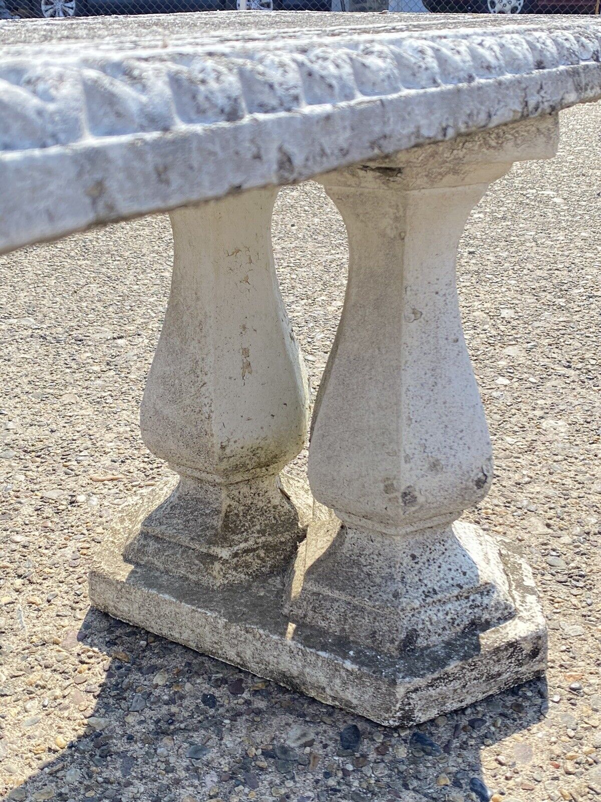 Vintage Classical Concrete Cement Double Baluster Pedestal Outdoor Garden Bench