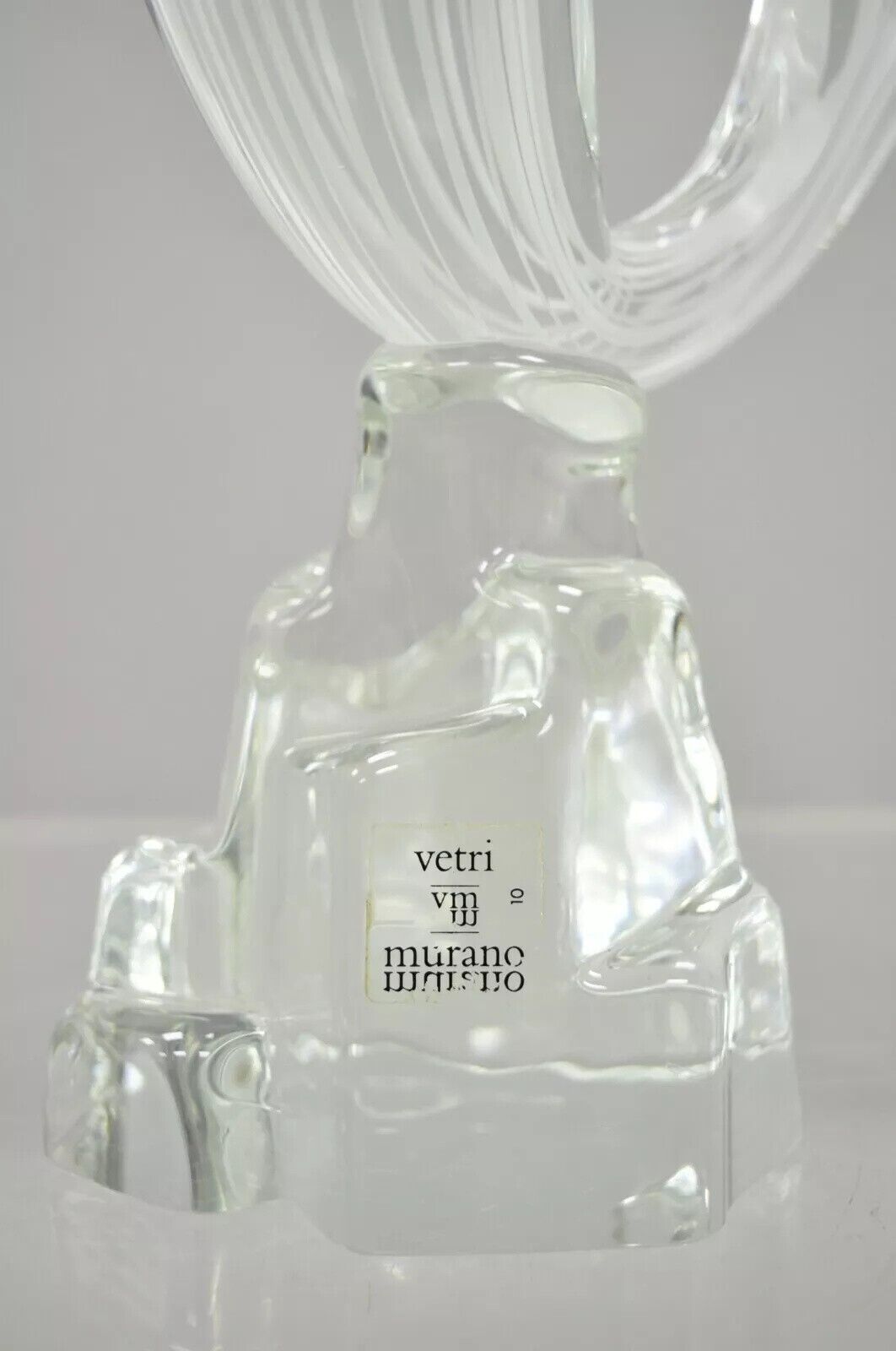Vintage Vetri Murano Crystal Glass 9" Italian Dolphin Fish Figure Sculpture