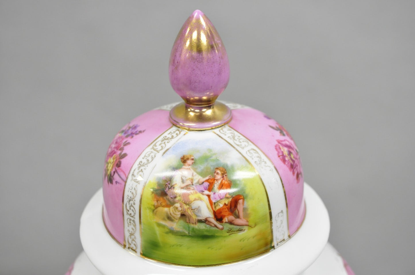 Antique Francois Boucher Victorian Pink Porcelain Lidded Urn or Covered Vase
