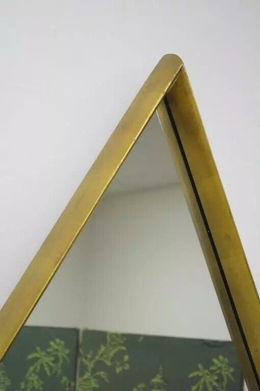 Hollywood Regency Diamond Shaped Deep Wood Frame Gold Leaf Wall Mirrors - Pair