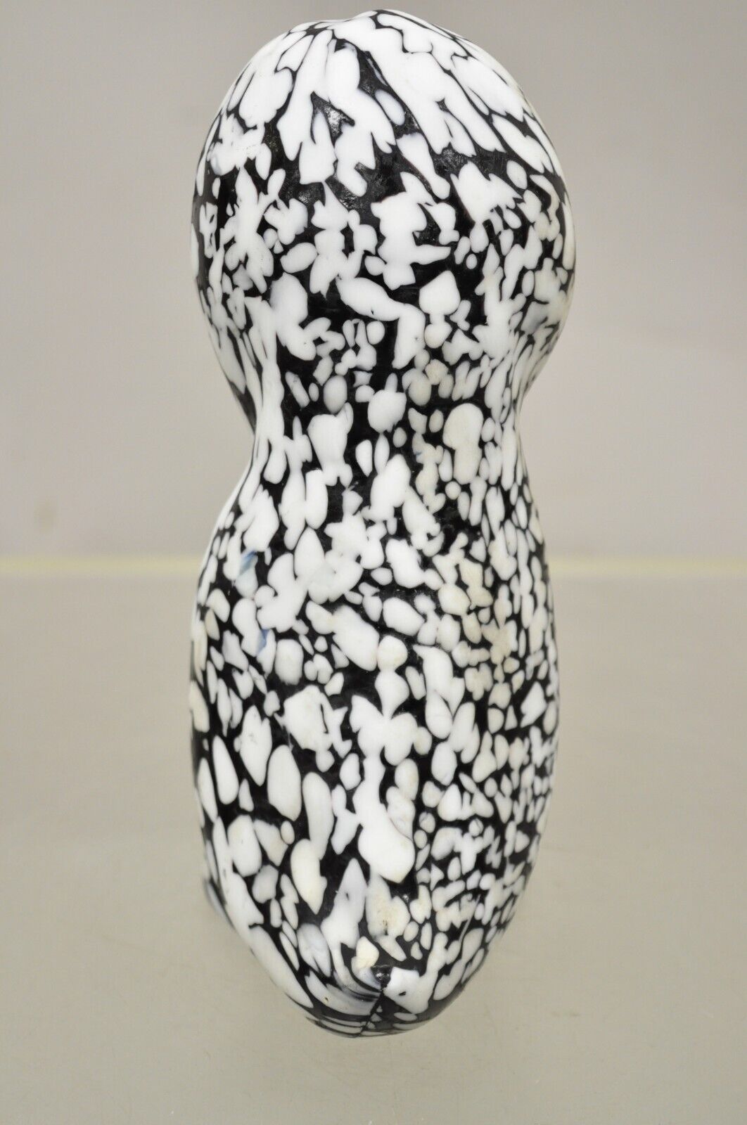 Vtg Italian Mid Century Heavy Art Glass Owl Figure Paperweight Black and White