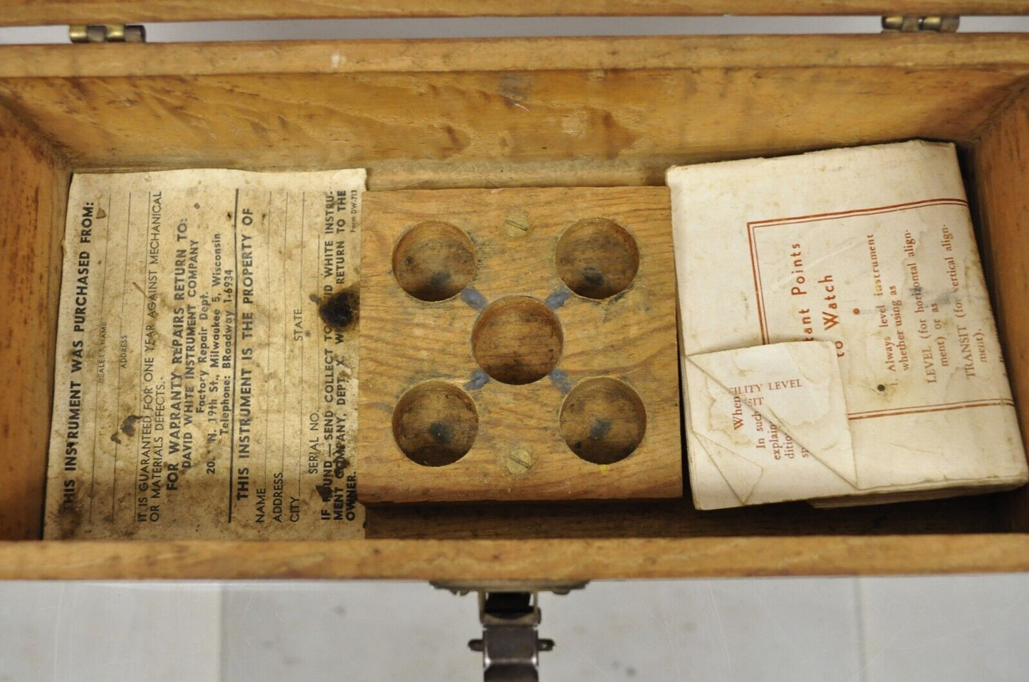 Vtg David White Instrument Co Surveying Equipment Plane Utility Level Oak Case