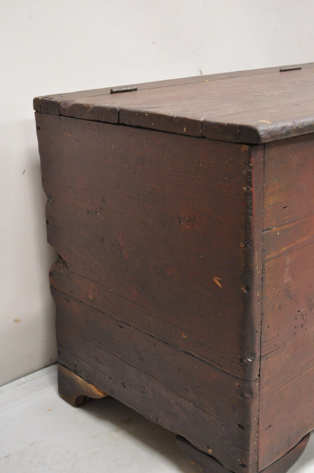 Antique Large 64" Double Storage Pine Wood Primitive Country Blanket Chest Trunk