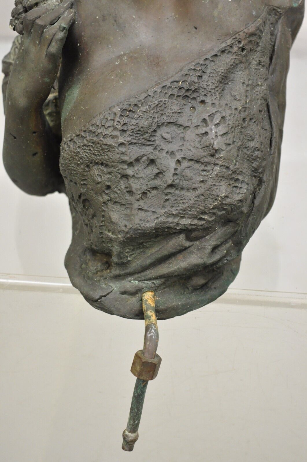 Antique French Victorian Bronze Female Bust Wall Mounted Garden Water Fountain