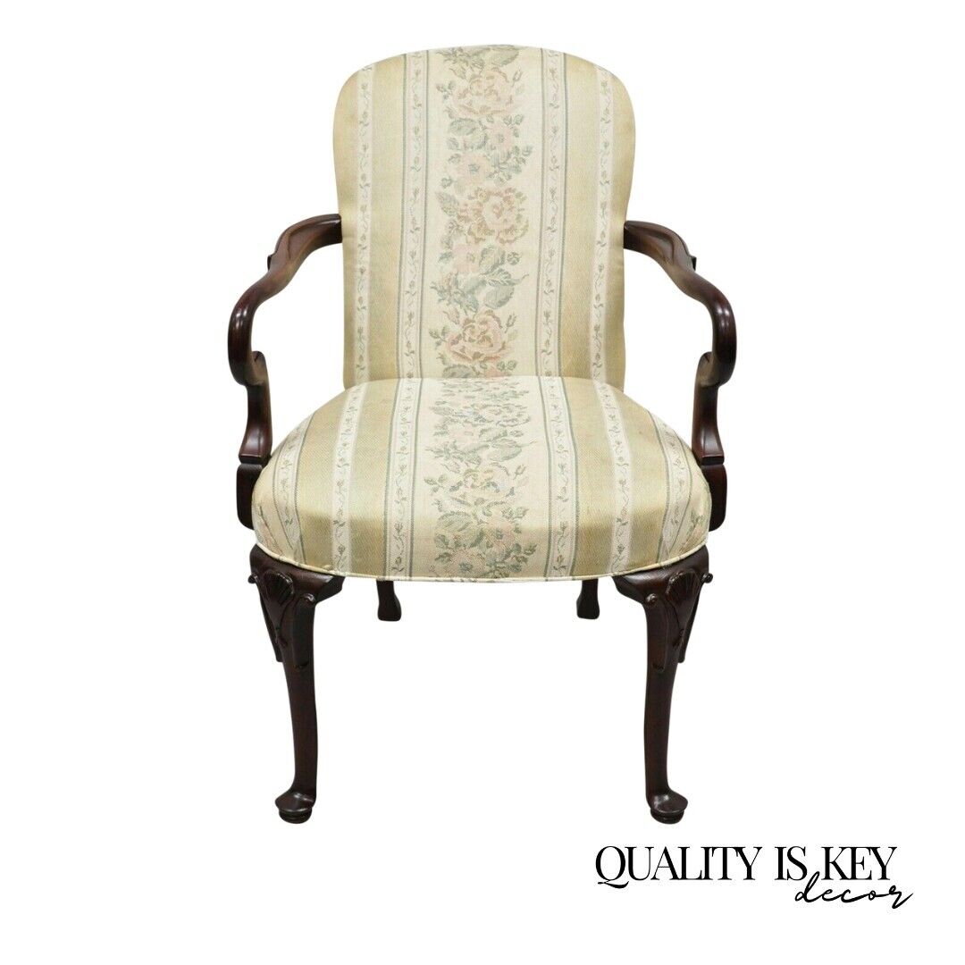 Vintage Pennsylvania House Queen Anne Style Upholstered Gooseneck Arm Chair