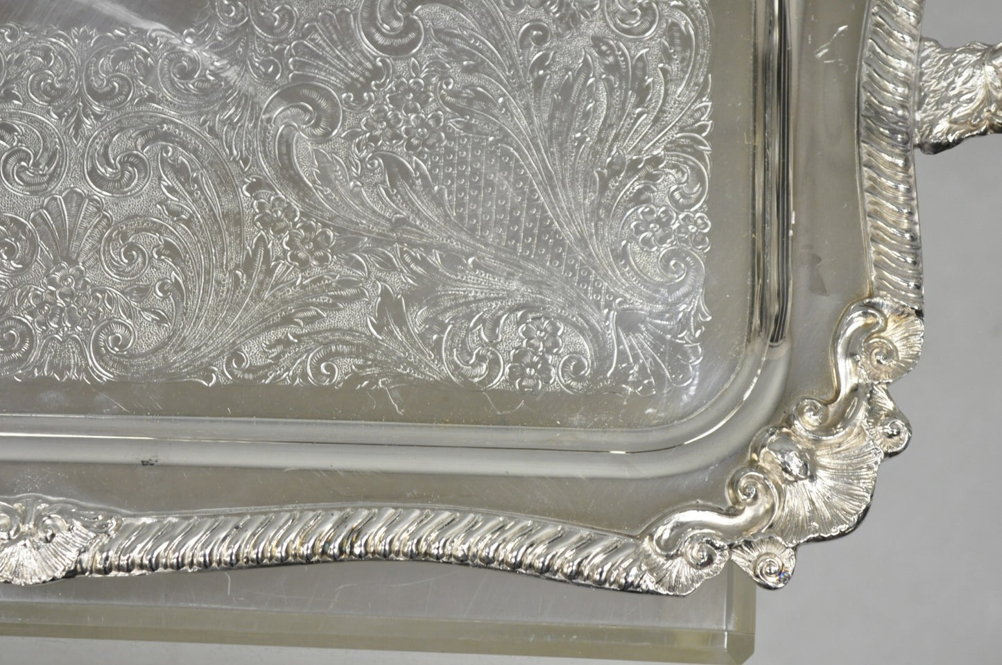 Vintage Sheridan Victorian Silver Plated Ornate Bar Serving Platter Tray