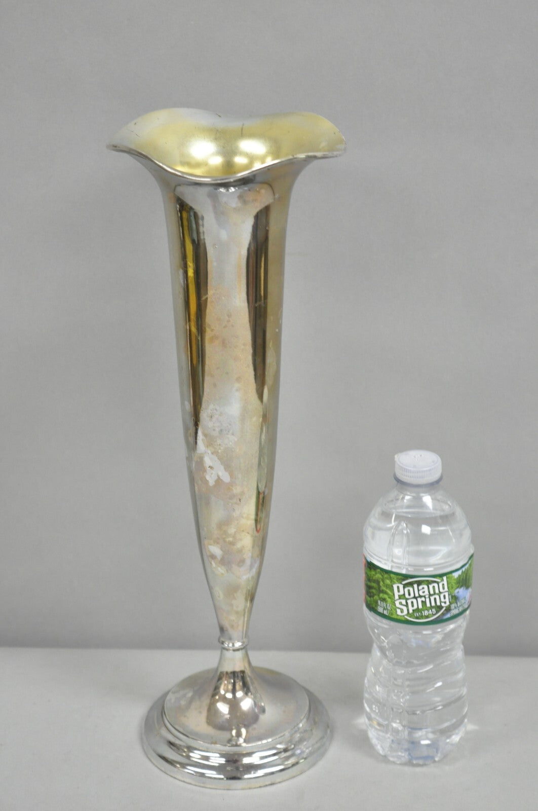 Vintage Federal Silver Co Art Nouveau Silver Plated 15" Fluted Trumpet Vase
