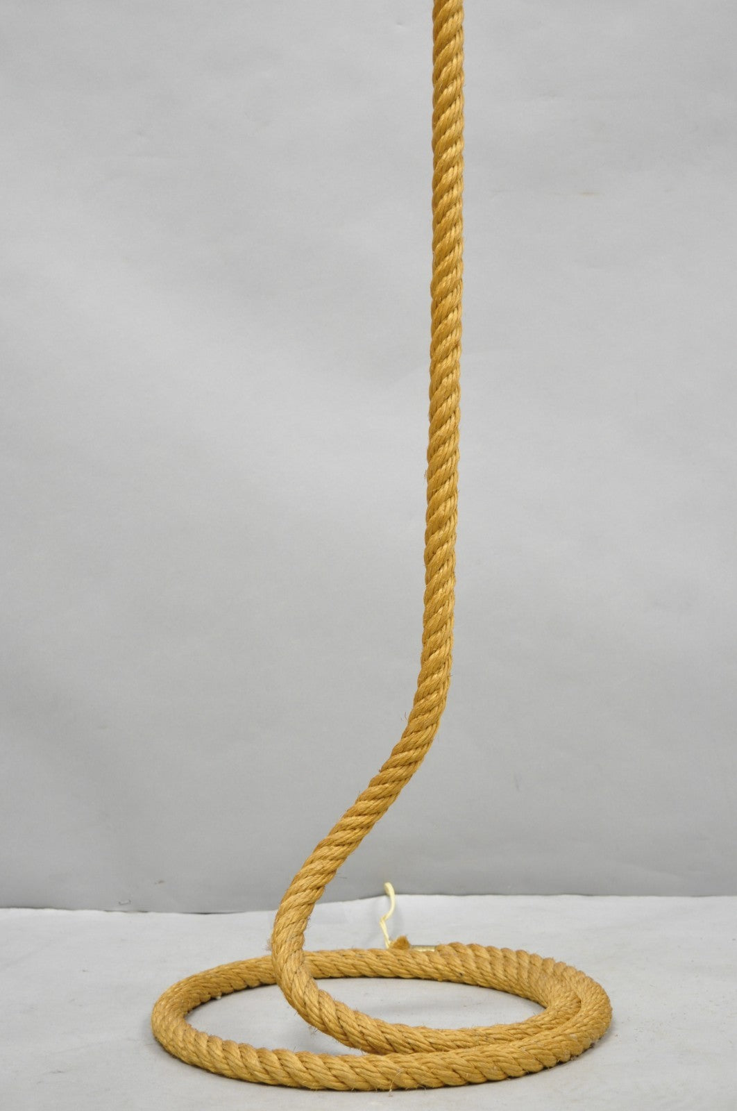 Vintage French Mid Century Modern Audoux Minet Style Coil Lasso Rope Floor Lamp
