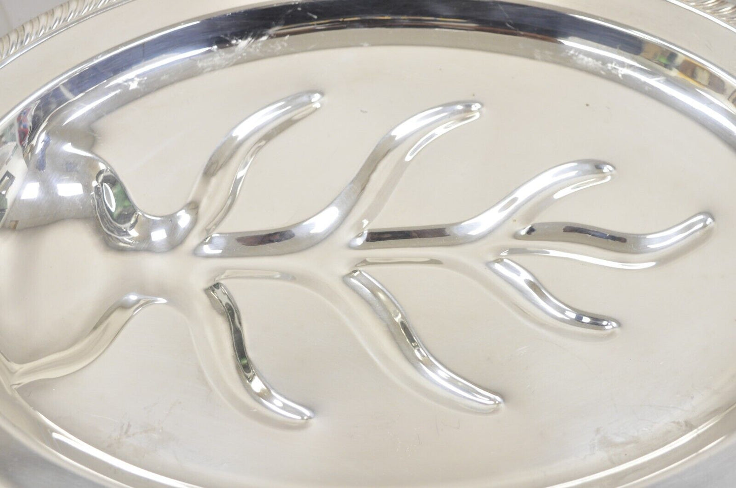 Vintage Victorian Style Silver Plated Meat Cutlery Oval Silver Platter Tray