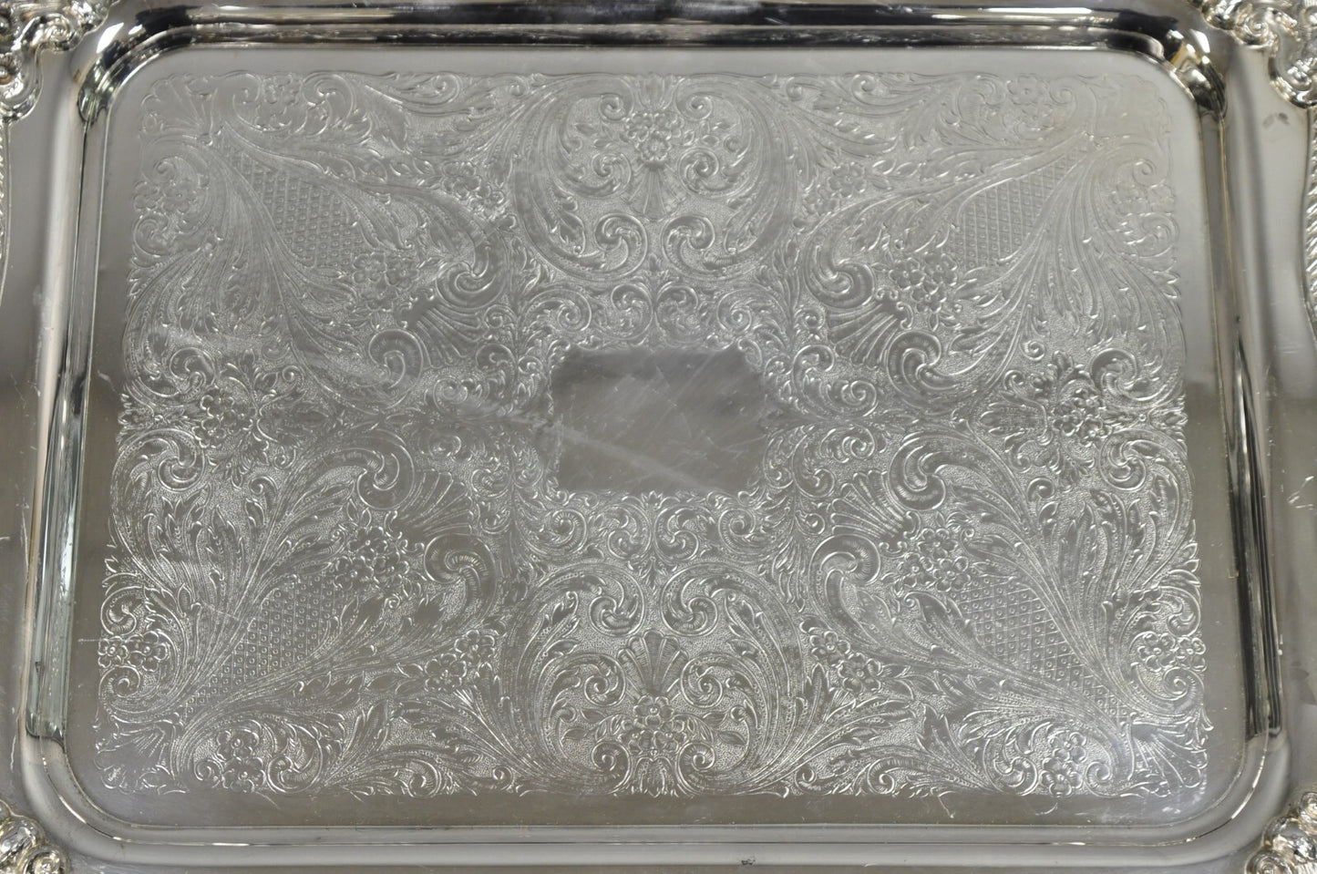 Vintage Sheridan Victorian Silver Plated Ornate Bar Serving Platter Tray