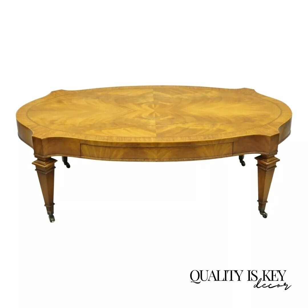 Heirloom Weiman Regency Style Flamed Mahogany One Drawer Coffee Table on Casters