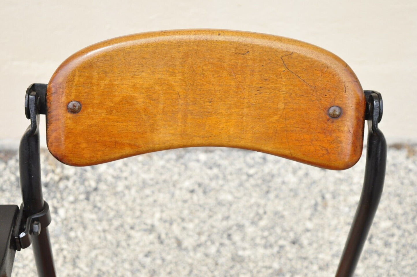 Antique American Industrial Iron and Maple Childs School Writing Desk