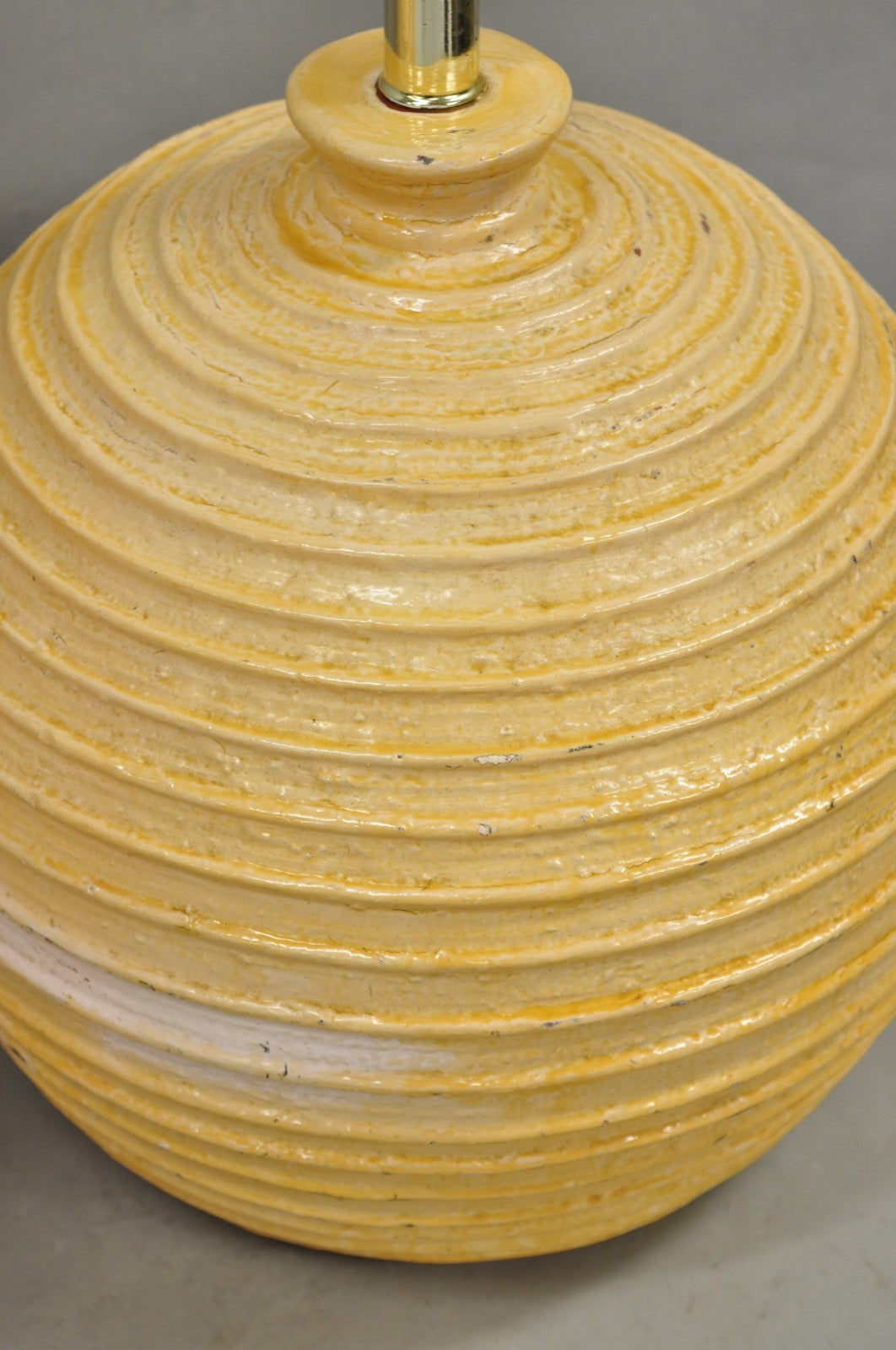 Vintage Mid Century Modern Lacquered Fiberglass Round Beehive Table Lamps - Pair