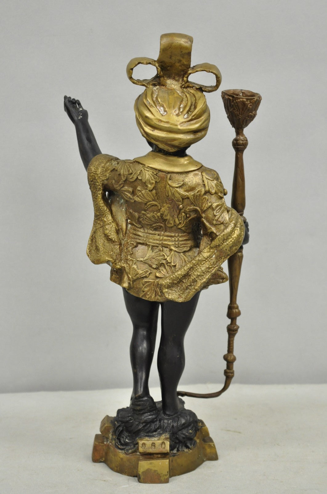 Vintage Moorish Venetian Blackamoor Figural Bronze Candelabra Candle Holder