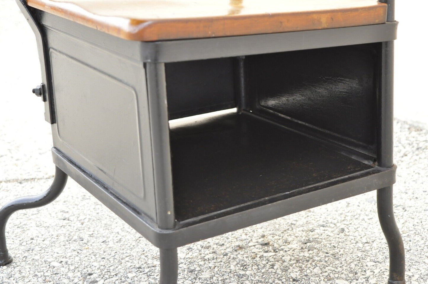 Antique American Industrial Iron and Maple Childs School Writing Desk