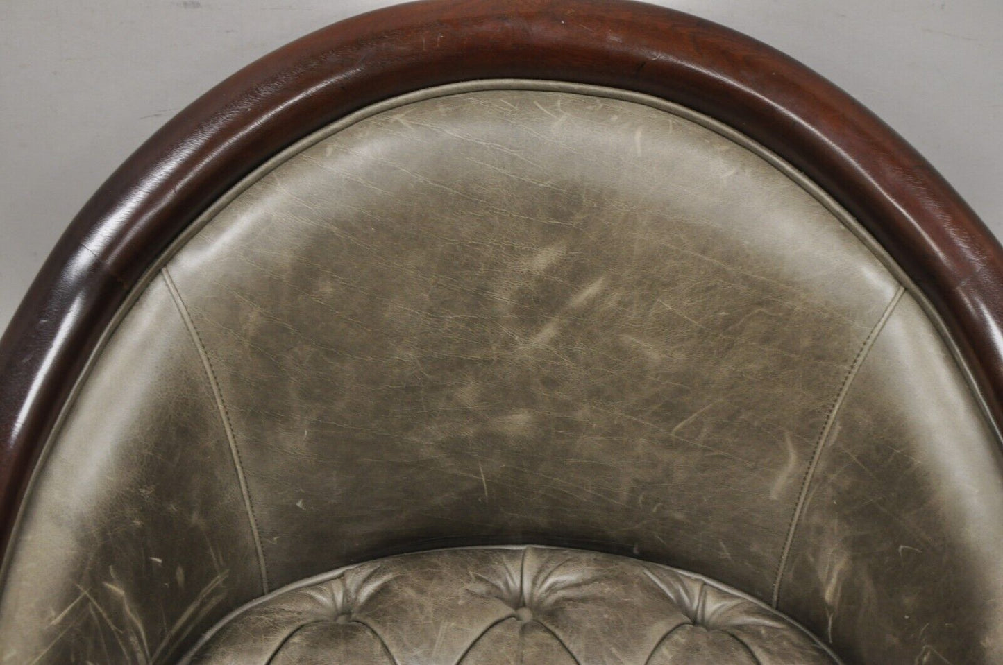 Baker Stately Homes Grey Leather Lions Head Pull Up Tub Chair Club Chair