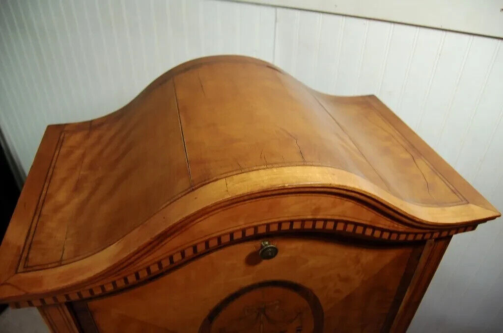 Antique Satinwood Inlaid French Adams Sheet Music Cabinet Display Curio
