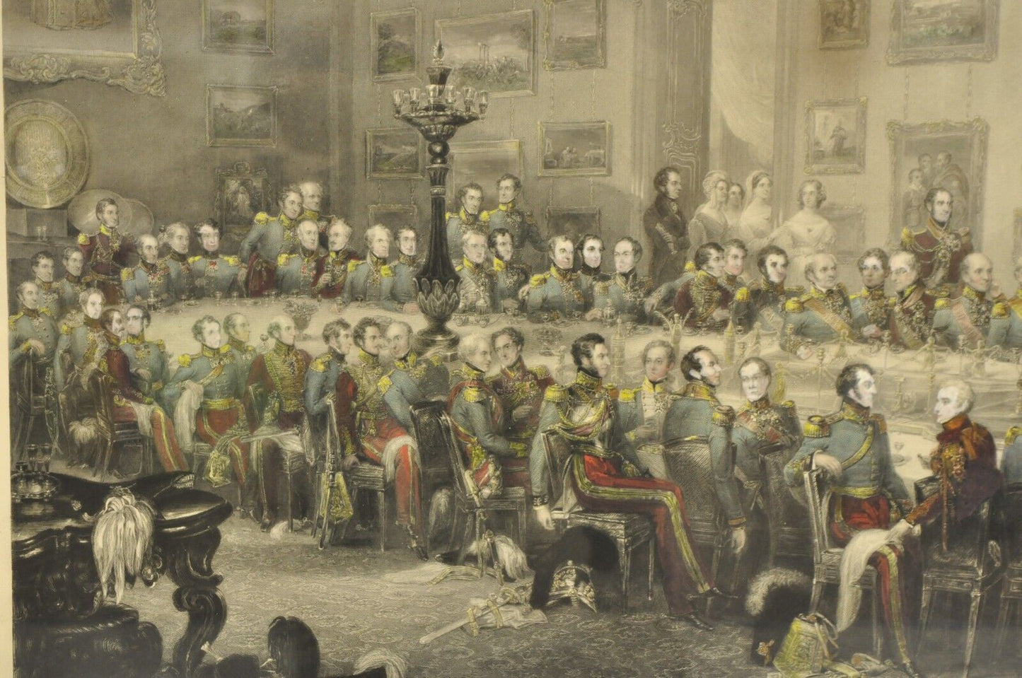 19th C. William Salter "The Waterloo Banquet at Apsley House" Framed Engraving