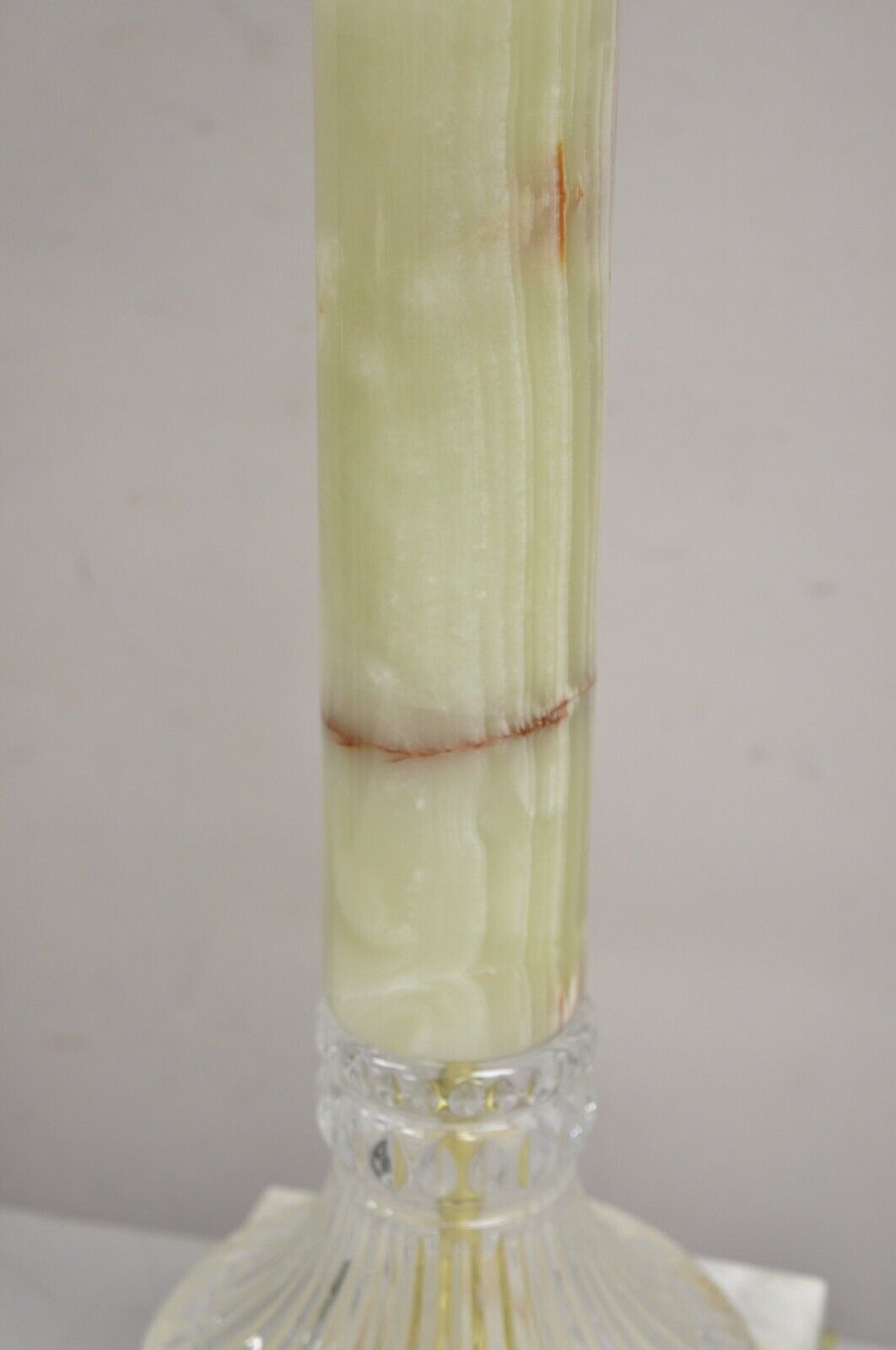 Vintage Hollywood Regency Green Onyx Stone Corinthian Column Table Lamp