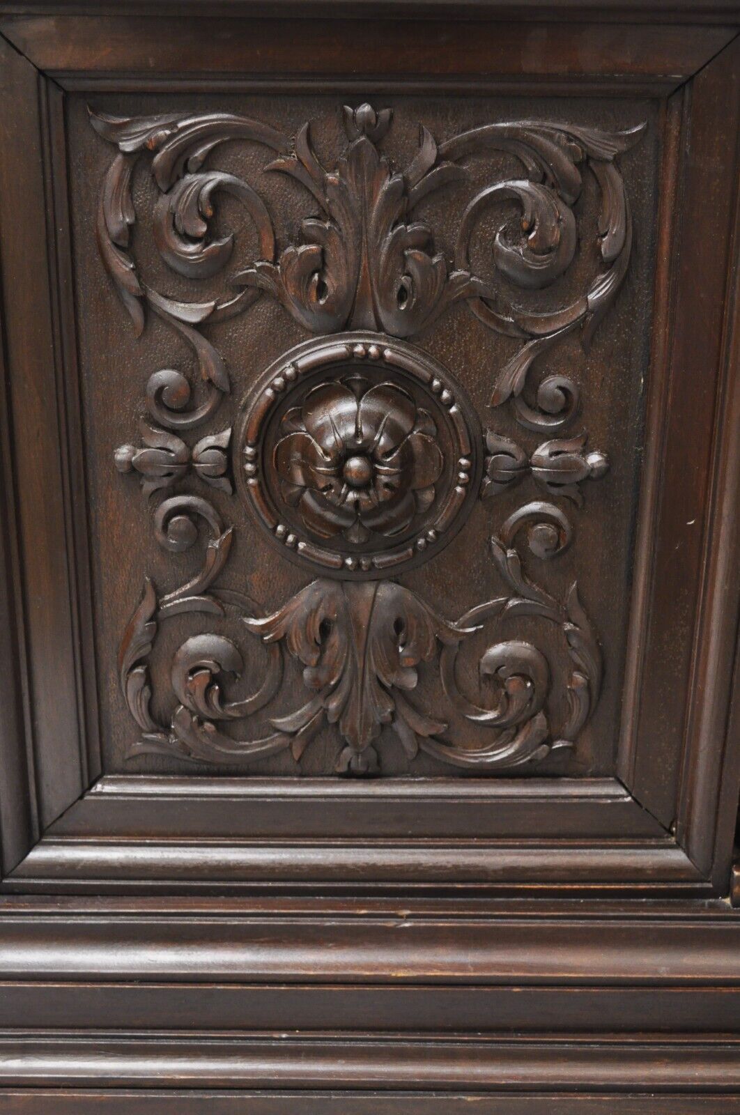 Antique Italian Renaissance Carved Walnut Hairy Paw Foot Desk Console Table Base