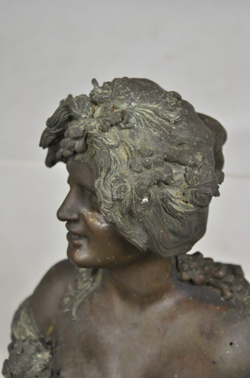 Antique French Victorian Bronze Female Bust Wall Mounted Garden Water Fountain