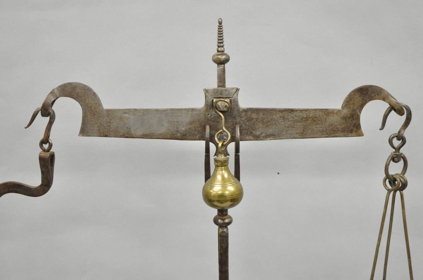 Antique English Gothic Arts & Crafts Hand Wrought Iron Balance Beam Scale