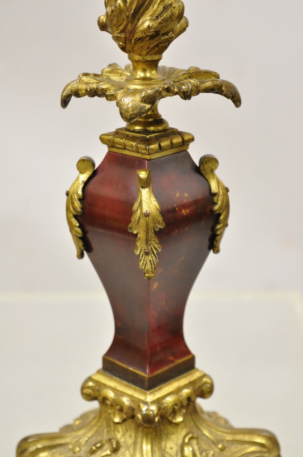 Antique French Louis XV Rococo Style Gold Gilt Bronze Candelabras - a Pair