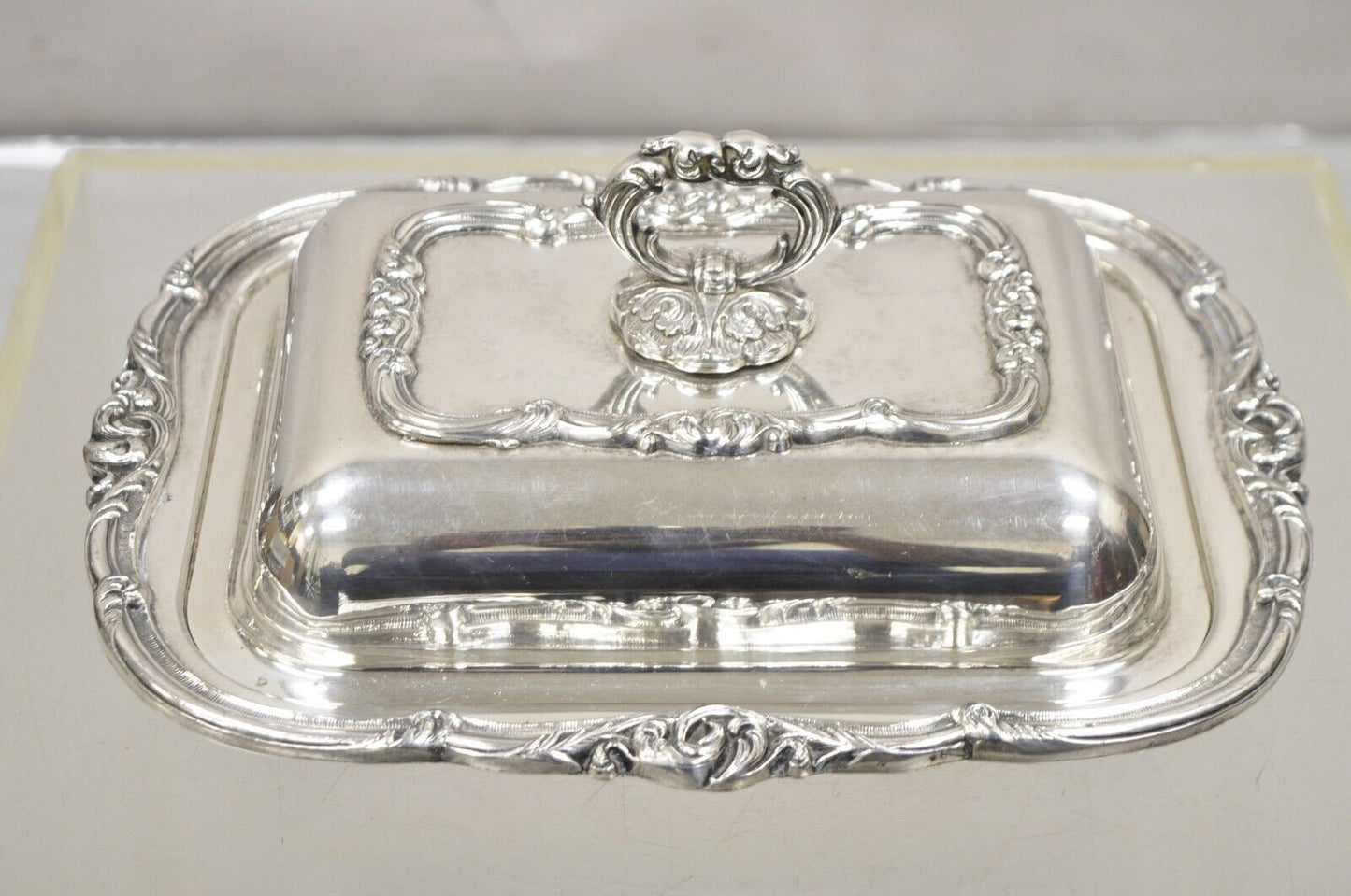 Vintage Gorham Black Starr Silver Plated Lidded Vegetable Serving Platter Dish