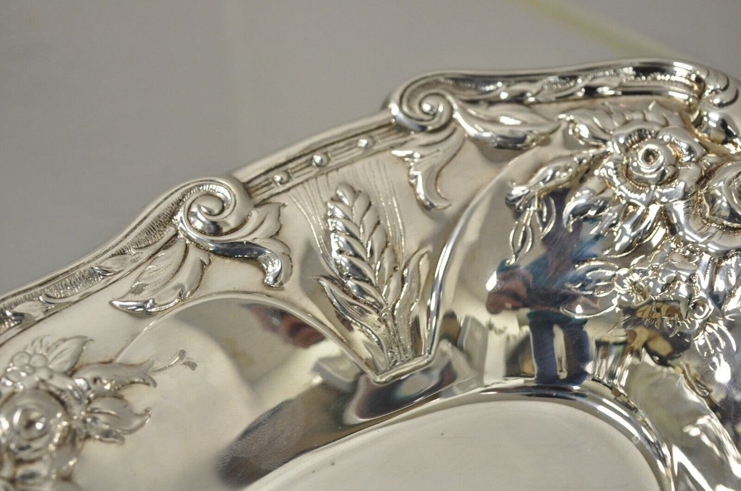 Vintage Floral Embossed Victorian Silver Plate 12" Oval Dish by PS & Co